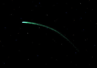 black background with light, flying asteroid, cosmos background, stars, 3 I, comet © Wladimir Losowski
