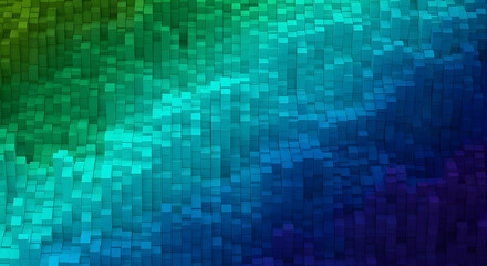 Dynamic Abstract Rectangular Blocks Surface with Green Blue Purple Gradient