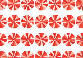 Red peppermint candy pattern on white background for Christmas and New Year  
