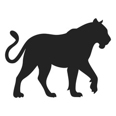 Black tiger silhouette icon. Simple animal shape isolated on white background.