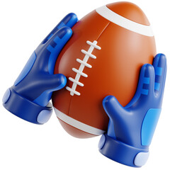 3D Render of Hands Holding an American Football