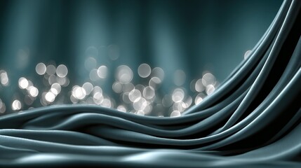 Abstract close-up of flowing fibers with bokeh lights in the background.