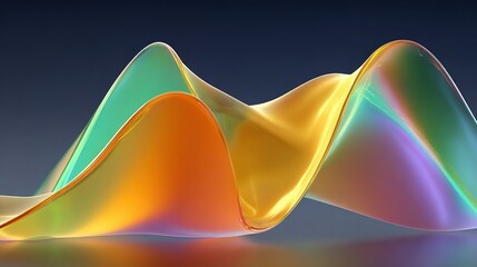 Abstract colorful wavy shapes on a dark background creating a smooth flowing pattern.