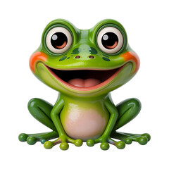 Obraz premium Cute green-eyed cartoon tree frog on a white background