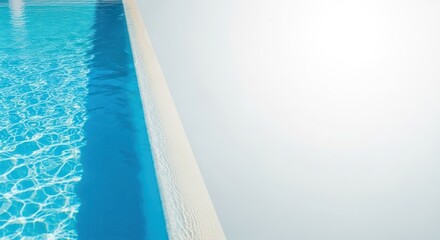 Obraz premium Aesthetic minimalistic poolside view with turquoise water and white coping