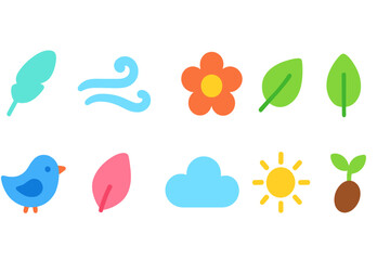 Eco and nature glowing icon set. Environment, sustainability, ecology icons flat collection