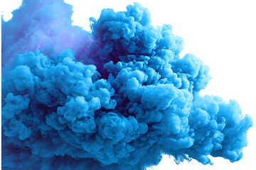 Obraz premium Blue smoke explosion effect isolated on transparent abstract background graphic