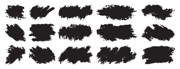 Vector paintbrush stroke templates Grunge text boxes and dirty banners for social media posts and stories