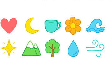 Nature, environment outline icon set. Floral, weather, symbols outline collection