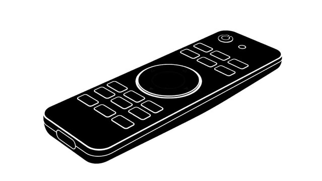 Vector illustration&nbsp;of black remote control with multiple buttons for operating electronic devices, isolated on transparent background 