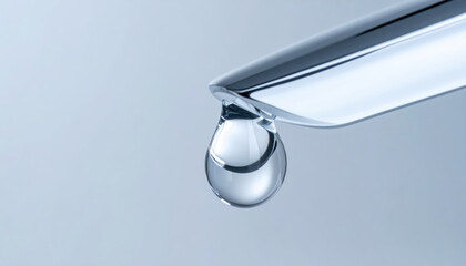 Single droplet of pure liquid from pipette. Developing clean water technologies for science and medical research. macro view of clear transparent fluid essential for life