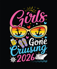 Girls gone cruising 2026 design with sunglasses, ship, flip-flops, and fun