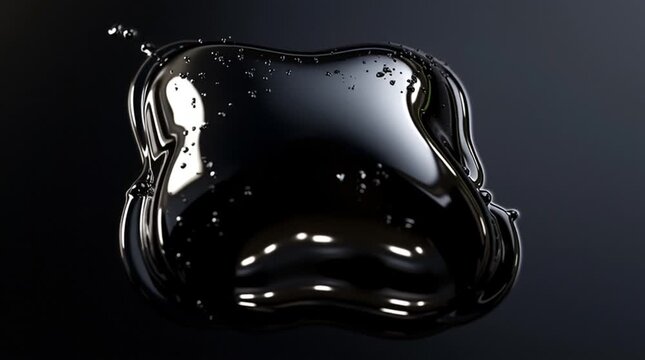a dark glossy liquid star shape stretching and retracting smoothly