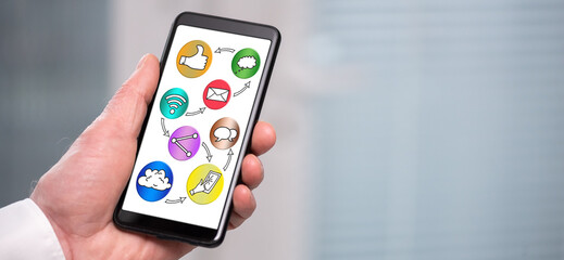 Social media concept on a smartphone