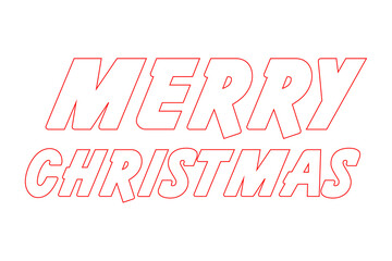 Festive "Merry Christmas" red typography design outline. Perfect for cards, Christmas decorations, social media, coloring page, winter invitations, and seasonal graphic projects. High resolution PNG