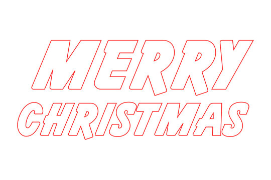 Festive "Merry Christmas" red typography design outline. Perfect for cards, Christmas decorations, social media, coloring page, winter invitations, and seasonal graphic projects. High resolution PNG