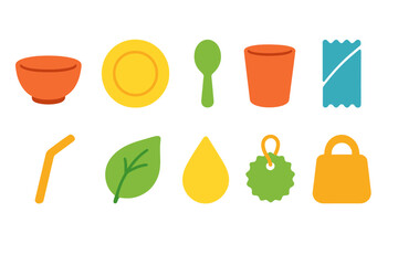 Sustainable, eco-friendly line icon set. Green living, environmentally conscious icons