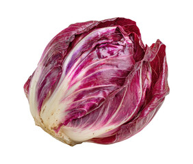Close-up of a vibrant reddish-purple radicchio head