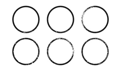 Set of grunge borders in circle form