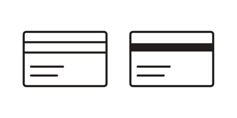 Credit card icon with thin line and flat web symbol on white background
