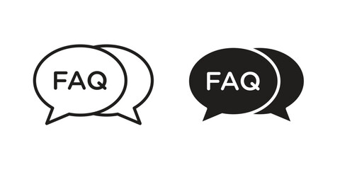 FAQs icon with thin line and flat web symbol on white background