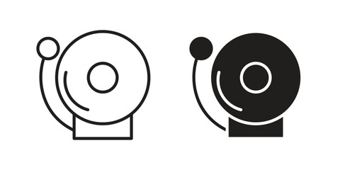 Fire alarm icon with thin line and flat web symbol on white background