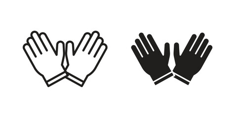 Glove icon with thin line and flat web symbol on white background