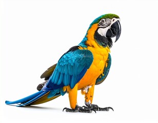 Realistic Exotic Parrot on White