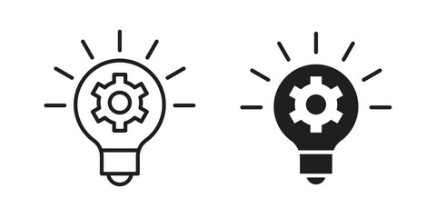 Innovation icon with thin line and flat web symbol on white background