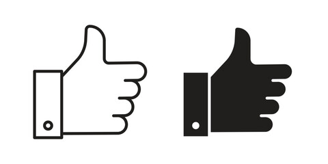 Like icon with thin line and flat web symbol on white background