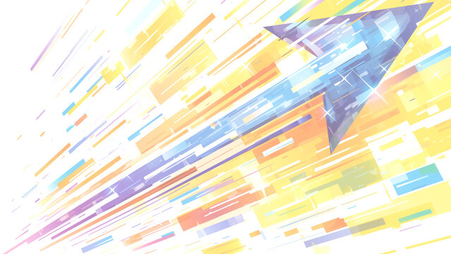 カラフルな図形と矢印のスピード感あふれる抽象背景