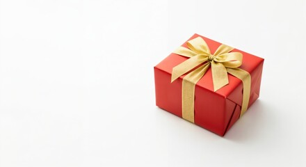 Fototapeta premium Red Gift Box with Yellow Ribbon for Birthday or Holiday Present