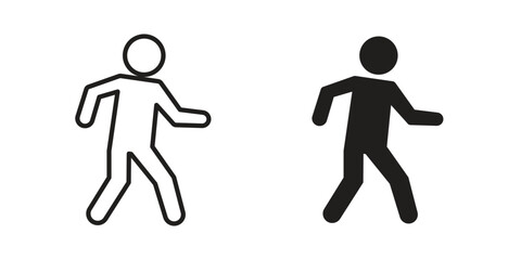 Obraz premium Pedestrian icon with thin line and flat web symbol on white background