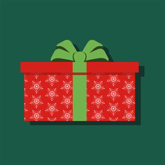 A red box with a green bow on top of it