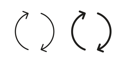 Repeat icon with thin line and flat web symbol on white background