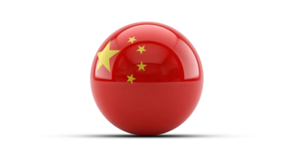 china 3D Ball circle with china flag on white background PNG