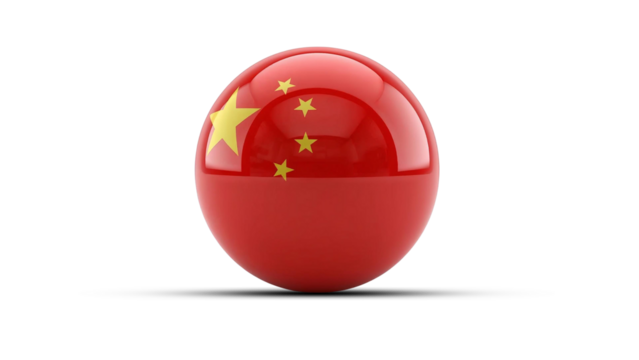 china 3D Ball circle with china flag on white background PNG