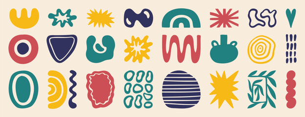 Abstract organic shapes set with smooth flowing forms, hand drawn