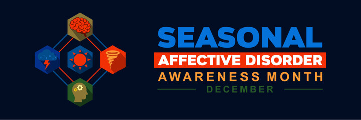 Seasonal Affective Disorder SAD Awareness Month background template, Great for banner , card, poster and social media. Observed every year in December. Holiday concept. Vector illustration.