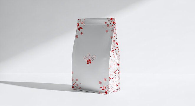 Christmas-themed cookie bag mockup with subtle red accents