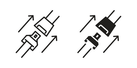 Seatbelt icon with thin line and flat web symbol on white background