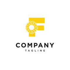 Letter F SunFlower Logo Icon Vector