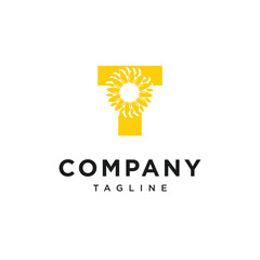 Letter T SunFlower Logo Icon Vector