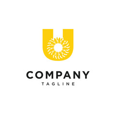 Letter U SunFlower Logo Icon Vector