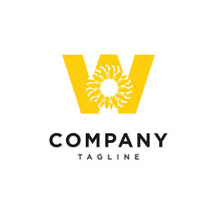 Letter W SunFlower Logo Icon Vector