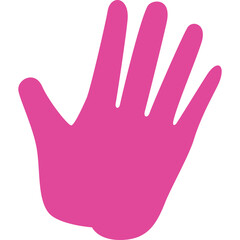 Pink Hand Silhouette with Five Fingers Open Palm Facing Forward Isolated on White Background Symbolizing Greeting or Stop Gesture Clean Vector Graphic Element