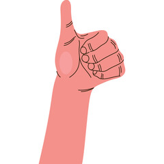 Pink Hand Showing Thumbs Up Gesture With A Transparent Background And White Outline