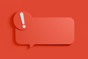 Red Chat Banner with Exclamation Badge,Urgent Message Frame with Copy Space.