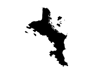 Black vector silhouette map of Seychelles islands with minimalist design, clean geographic outline, and simple modern cartography