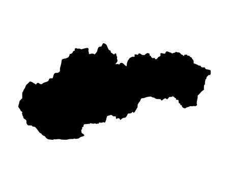 Minimalist black vector map of Slovakia with simple country outline, clean geographic silhouette, and modern cartography illustration